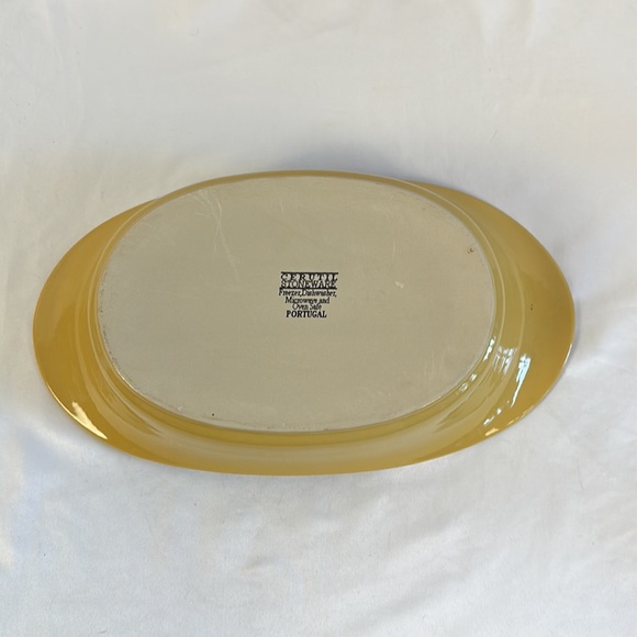 Cerutil Stoneware Oval Serving Bowls Mustard Yellow Portugal - Picture 2 of 9